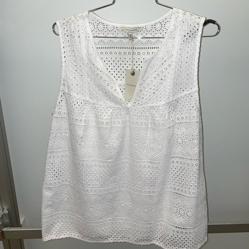 Lucky Brand White Eyelet Tank *NWT*